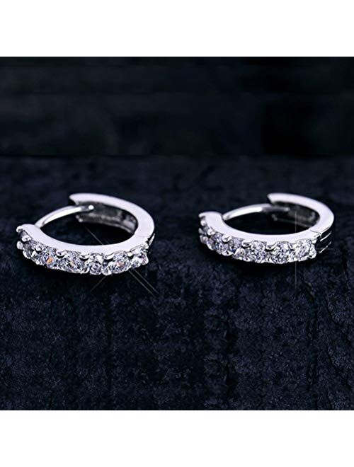 Yevison Premium Quality Fashion Women's Rhinestone Silver Round Rings Hoop Stud Earrings Jewellery Gift