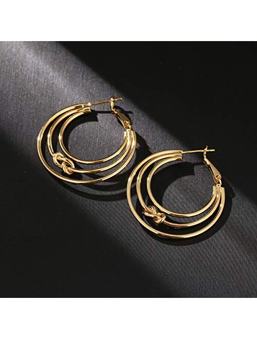 Hoop Earrings 18K Gold Plated 925 Sterling Silver Post 5MM Thick Tube Hoops for Women And Girls