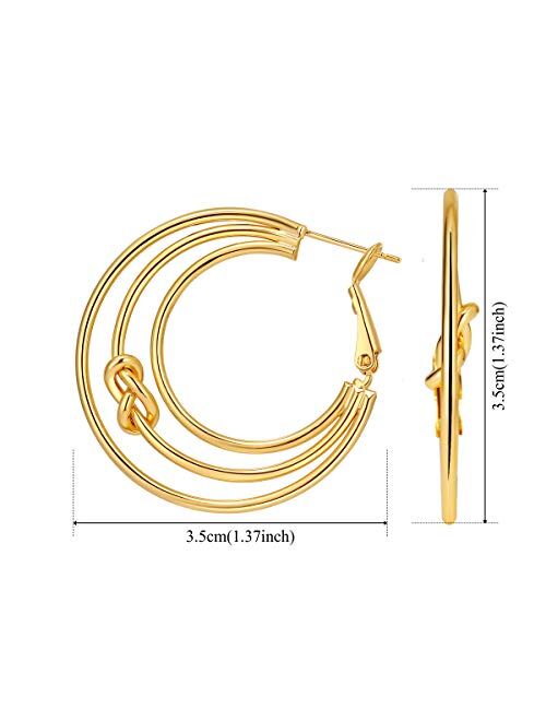 Hoop Earrings 18K Gold Plated 925 Sterling Silver Post 5MM Thick Tube Hoops for Women And Girls