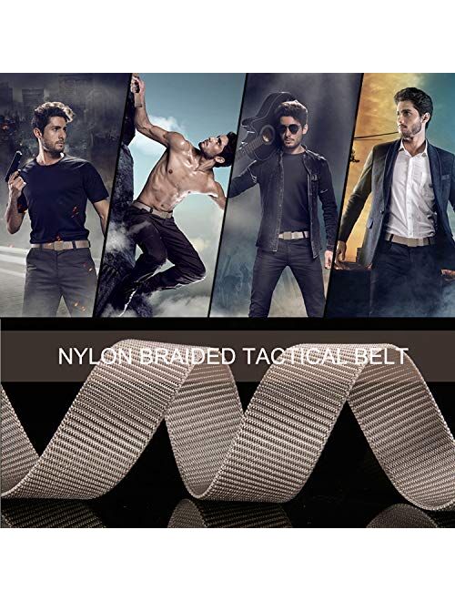 Coobbar 3-Pack Nylon Canvas Belt Plastic Buckle Belt Travel Adjustable Nylon Web Slide Belt