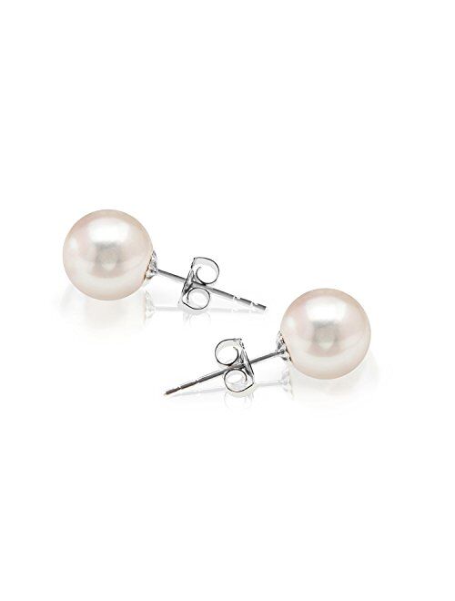 PAVOI Handpicked AAA+ Sterling Silver Round White Freshwater Cultured Pearl Earrings