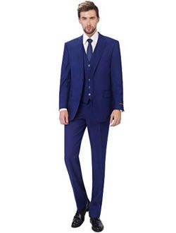 P&L Men's 3-Piece Classic Fit Vest Suit Jacket & Expandable Waist Dress Pants