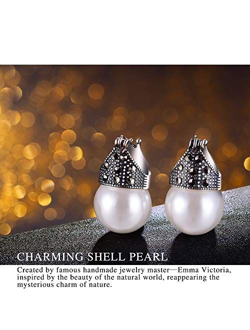 Lotus Fun 925 Sterling Silver Pearl Earrings Natural Pearl Drop Dangle Earrings, Handmade Natural Jewelry Gift for Women and Girls