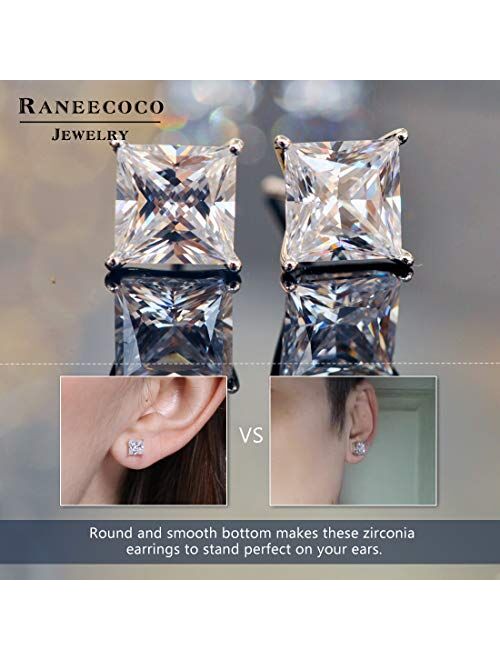 "STUNNING FLAME" 18K Gold Plated Silver Princess Cut Simulated Diamond Cubic Zirconia Stud Earrings