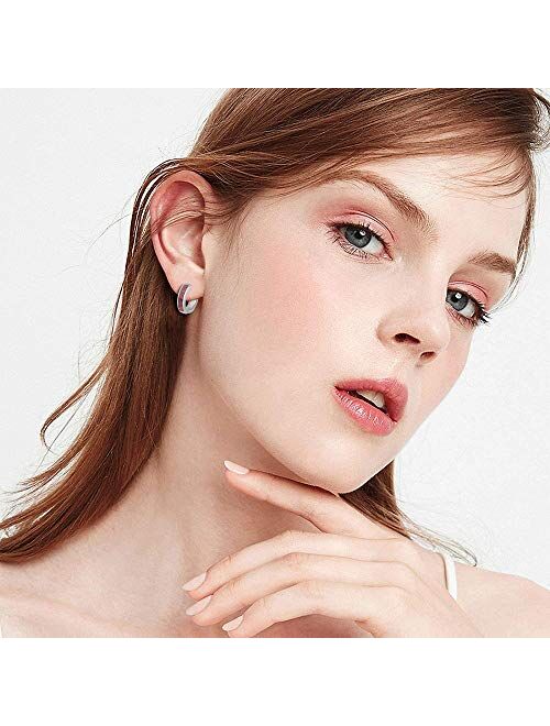 CiNily Huggie Earrings Opal Hinged Hoop Earrings Gold Plated Small Hoop Earrings for Women Girls Men Dainty Earrings
