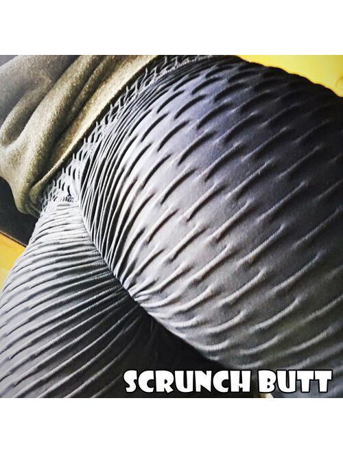 FITTOO High Waist Textured Workout Leggings Booty Scrunch Yoga Pants Butt Lift Tummy Trousers