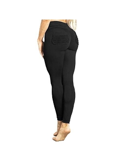 Women Yoga Pants High Waist Scrunch Ruched Butt Lifting Workout Leggings Sport Fitness Gym Push Up Tights