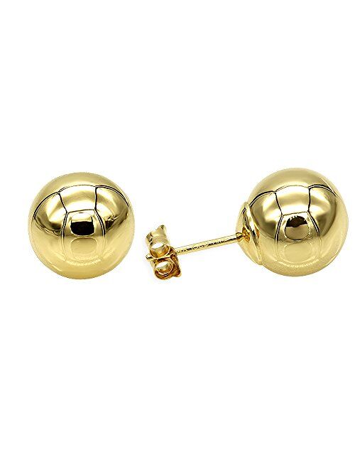 14k Yellow Gold Ball Stud Earrings pushback 3 4 5 6 7 8 10 12 14 MM