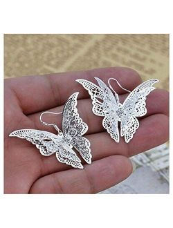 Comelyjewel Women's Silver Plated Filigree Butterfly Drop Dangle Hook Earrings (Filigree Butterfly)