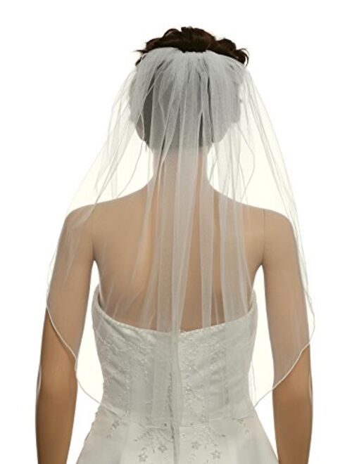 1T 1 Tier Hemmed Pencil Edge Bridal Wedding Veil Shoulder Length Veil 25