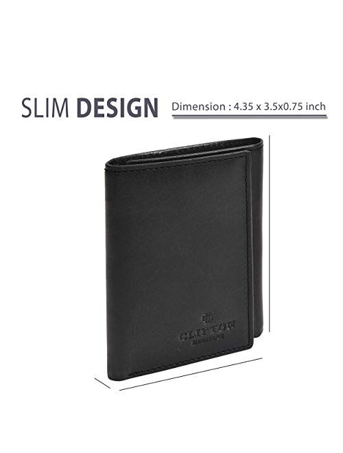 Trifold Leather  Wallet Design RFID Blocking Front Pocket Wallet