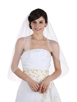 1T 1 Tier Plain Cut Edge Bridal Wedding Veil - Ivory Elbow Length 30" V555