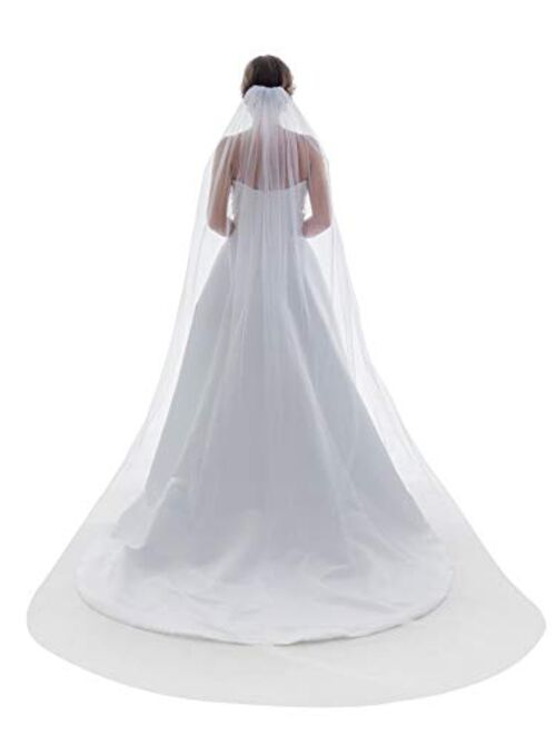 1T 1 Tier Plain Cut Edge Bridal Wedding Veil - Ivory Elbow Length 30" V555