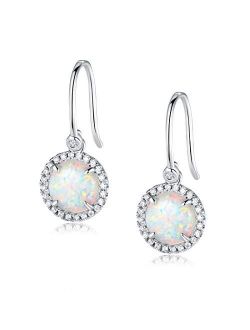 GEMSME White Gold Plated Teardrop Opal Dangle Earrings For Women