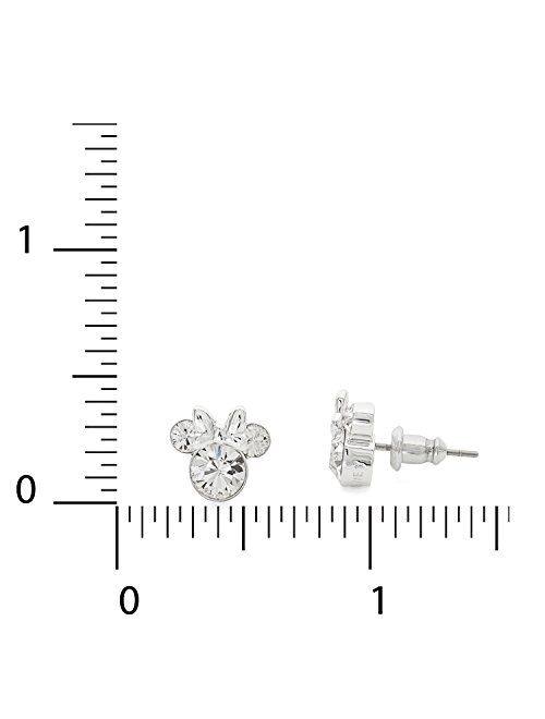 Disney Minnie Mouse Birthstone Jewelry, Silver Plated Crystal Stud Earrings for Women and Girls
