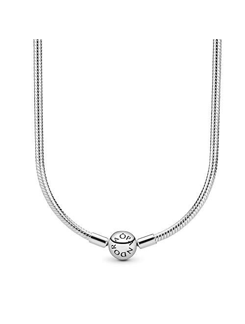 Pandora Jewelry Moments Snake Chain Charm Sterling Silver Necklace