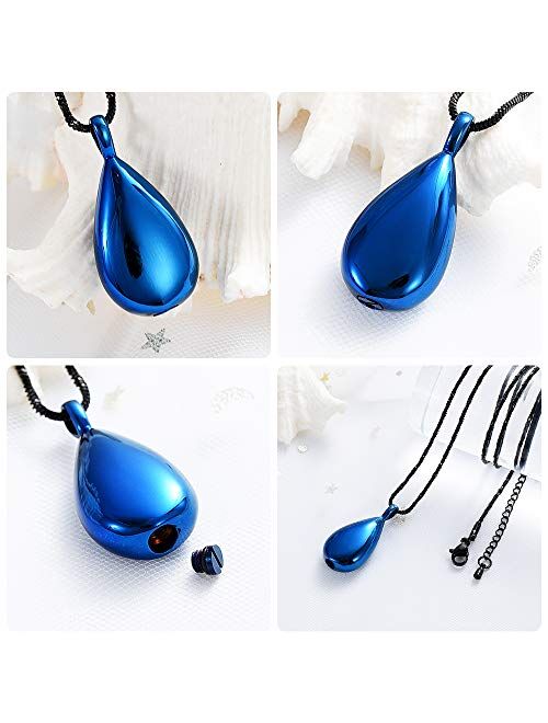 Carved Teardrop Keepsake Ashes Necklace Urn Pendant Cremation Memorial Jewelry
