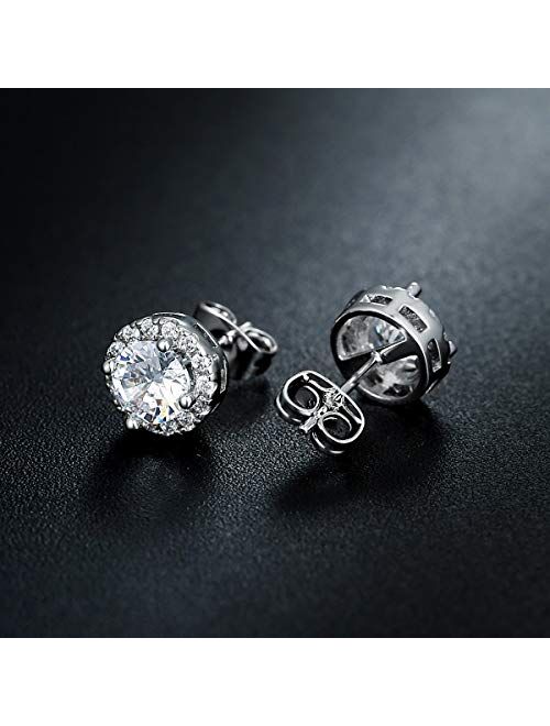 Cubic Zirconia Opal Stud Earrings Hypoallergenic for Sensitive Ears