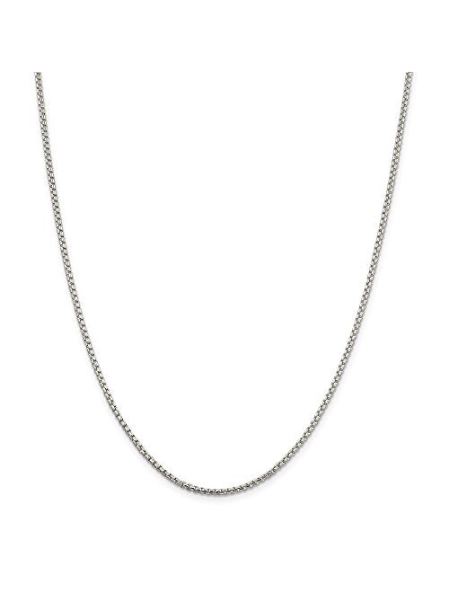 NYC Sterling Unisex Solid Italian 2mm Round Box Chain in Sterling Silver