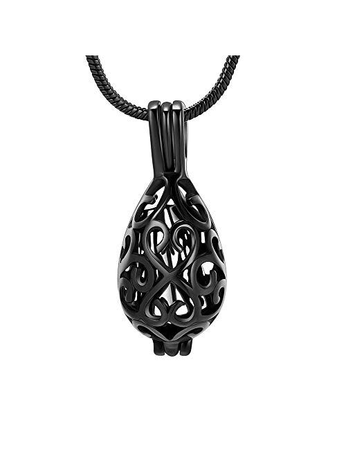 Cremation Jewelry Urn Pendant Necklace with Hollow Urn Cremation Jewelry for Ashes Lotus Flower Shape