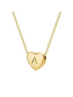 SANNYRA Dainty Initial Necklace 18K Real Gold-Plated Letters A-Z 26 Alphabet Heart Pendant Necklace for Women