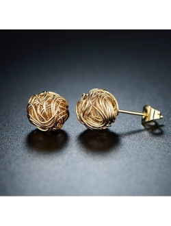 Barzel 18K Gold Plated 10mm Woven Love Knot Stud Earrings