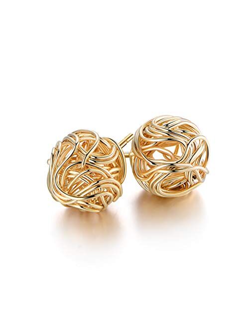 Barzel 18K Gold Plated 10mm Woven Love Knot Stud Earrings