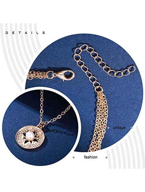 Victray Boho Star Necklace Coin Neck Chain Choker Pendant Necklaces Fashion Jewelry for Women and Girls
