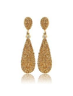 Moonstruck Costume Jewelry Women's Champagne Diamond Golden Dangle Drop Earrings