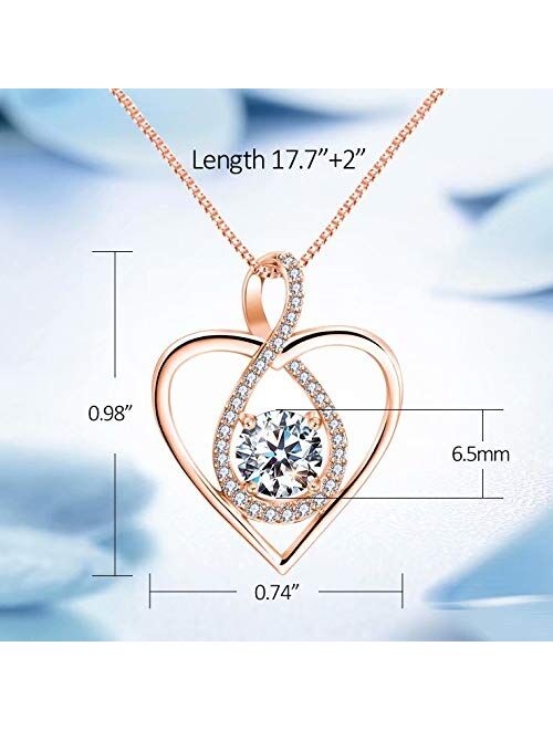 Heart Necklace-14k Gold Plated Infinity Necklace-5A Cubic Zirconia Heart Pendant Necklace-Women Jewelry Necklaces for Women