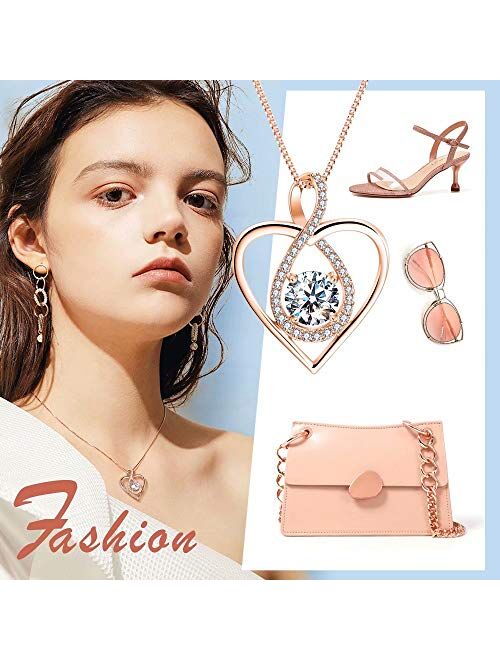 Heart Necklace-14k Gold Plated Infinity Necklace-5A Cubic Zirconia Heart Pendant Necklace-Women Jewelry Necklaces for Women