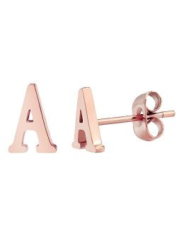 18k Rose Gold Plated Stainless-steel a Pair Initial Earrings 26 Initials Stud Earrings