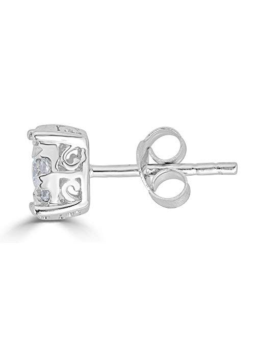 1/2Ct Diamond Stud Earrings Set in Sterling Silver