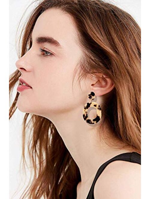 YAHPERN Acrylic Earrings for Women Girls Statement Geometric Earrings Resin Acetate Drop Dangle Earrings Mottled Hoop Earrings Fashion Jewelry