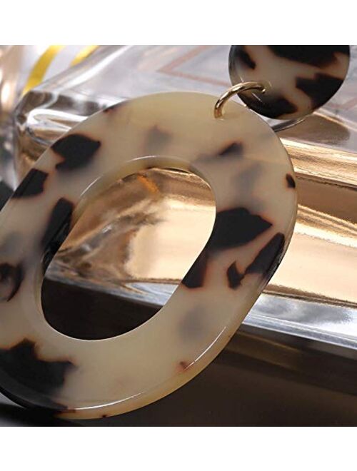 YAHPERN Acrylic Earrings for Women Girls Statement Geometric Earrings Resin Acetate Drop Dangle Earrings Mottled Hoop Earrings Fashion Jewelry