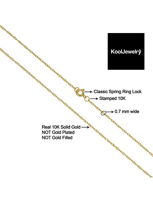 Kooljewelry 10k Yellow Gold Singapore Chain Necklace (0.7 mm, 1 mm, 1.4 mm, 1.7 mm)