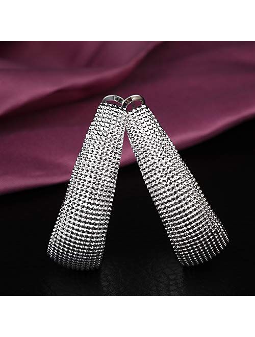 Women Ladies 925 Sterling Silver Fashion Classic Big Hoop Drop Dangle Earrings Jewelry Gift