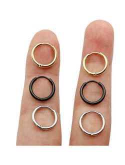EACHLP Unisex 18K Real Gold Plating Surgical Steel Sleeper Tiny Hoop Earrings,Nose Ring Septum Ring Helix Ring Daith Ring Lip Ring Nipple Ring Snug Ring Rook Ring Body Pi