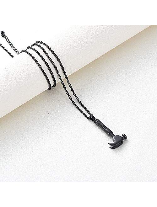 shajwo Cremation Jewelry for Ashes Stainless Steel Wrench Hammer Urn Pendant Locket Keepsake Memorial Necklace for Human Ashes Holder for Women Men