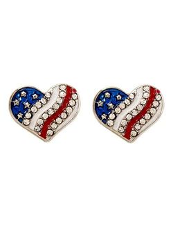 GLOA Earrings for Women, Rhinestone Star Love Heart American Flag Ear Studs Piercing Earrings Gift - Blue Love Heart