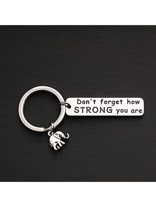 MYOSPARK Elephant Keychain Don't Forget How Strong You Are Inspirational Gift For Graduate Elephant Lovers