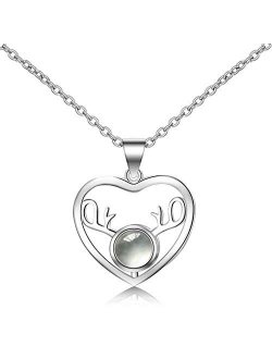 Inf-way I Love You Necklace, 925 Sterling Silver 100 Languages Projection on Round Onyx Pendant Loving Memory Collarbone Necklace 1 Pcs