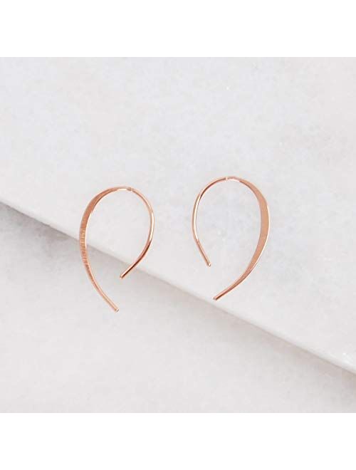 Humble Chic Upside Down Hoop Earrings - Hypoallergenic Lightweight Wire Needle Drop Dangle Threader Hoops for Women, Safe for Sensitive Ears - Plated in 925 Sterling Silv