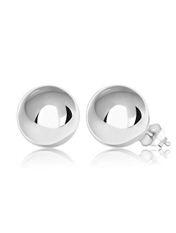 Premium Sterling Silver Ball Stud Earrings with 5mm Backings, 2mm - 10mm