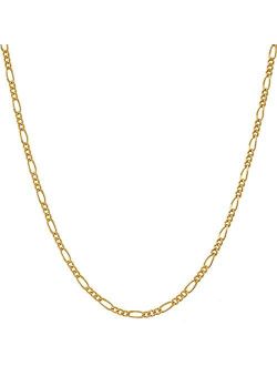 Lifetime Jewelry 1.5mm Figaro Chain Necklace Women and Men 24k Real Gold Plated