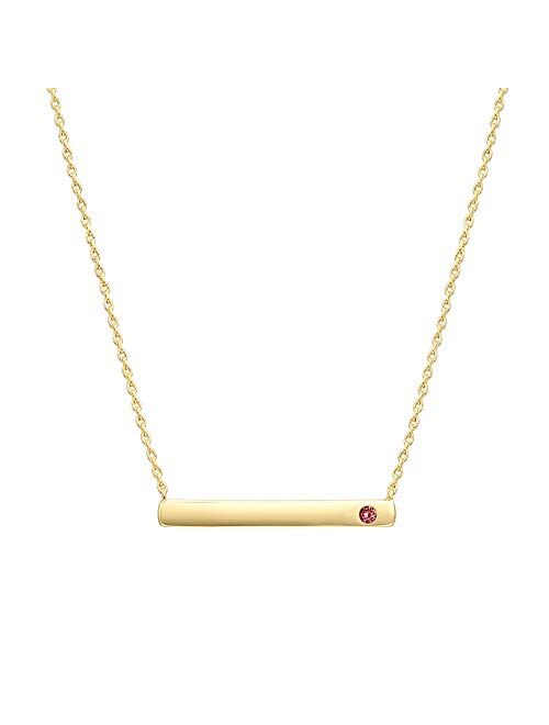 PAVOI 14K Gold Plated Swarovski Crystal Birthstone Bar Necklace | Dainty Necklace | Gold Necklaces for Women |