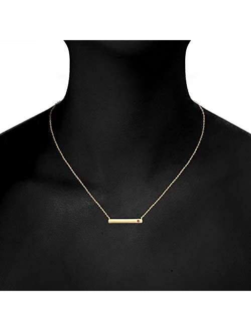 PAVOI 14K Gold Plated Swarovski Crystal Birthstone Bar Necklace | Dainty Necklace | Gold Necklaces for Women |