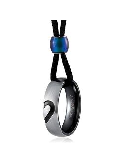 Aienid Couples Necklace for Him and Her Mens Necklace Gold Women Stainless Steel Ring Pendant Heart Wedding Set