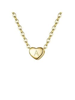 BriLove Women's 925 Sterling Silver Tiny Initial Heart Pendant Choker Necklace