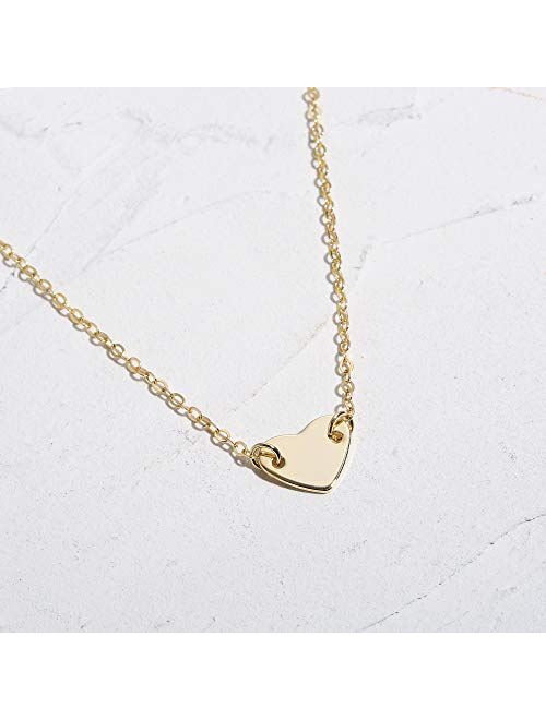 Fremttly Star Choker Necklaces Disc Coin Handmade Simple 14K Gold Plated/Silver Plated Delicate Dainty Star and Bead Chain Chokers Necklaces Thin Heart Pendant Necklaces 